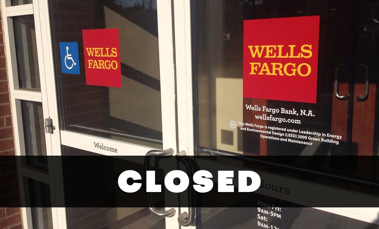 Major US banks including Wells Fargo closed 33 branches in just two